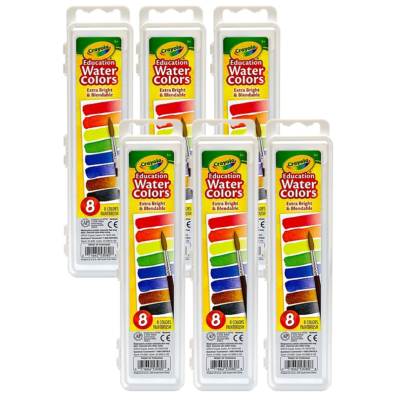 Crayola Education Oval Pans Watercolors Set, Assorted Colors, 6/Bundle (BIN530080-6) image 1