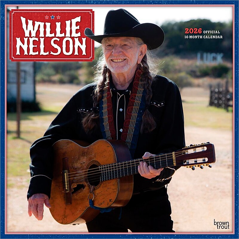 2026 BrownTrout Willie Nelson 12" x 12"  Monthly, Paper Cover, Willie Nelson (9798330707058) image 1