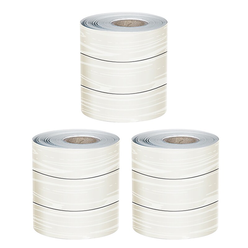 Carson Dellosa Education Rolled Straight Borders, 3"x 65', White Wood Grain, 3/Bundle (CD-108498-3) image 1