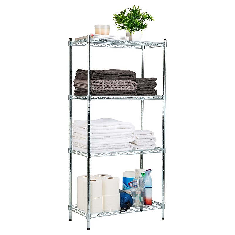 Mind Reader 4 Shelf Metal Adjustable Shelving, 48" x 11.75" x 23.5", Silver (4TSHELVU-SIL) image 1