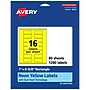 Avery Rectangle Multipurpose Labels, 1" x 2-5/8", Neon Yellow, 1280/Box (94201)~#|#~4AA2320C-A211-4BFC-BDFBC88A41F5E8B0_sc7