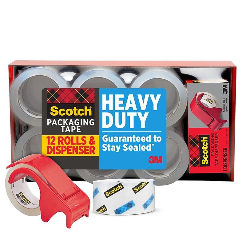 Scotch Heavy Duty Shipping Packing Tape, 1.88" x 54.6 yds., Clear, 12/Pack (3850-12-DP3) image 1