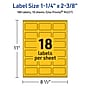 Avery Laser/Inkjet Rectangle Multipurpose Labels, 1-1/4" x 2-3/8", Bright Yellow, 180/Pack (94227)~#|#~4AA399A0-6959-497F-8D3D5AF79C476BD5_sc7