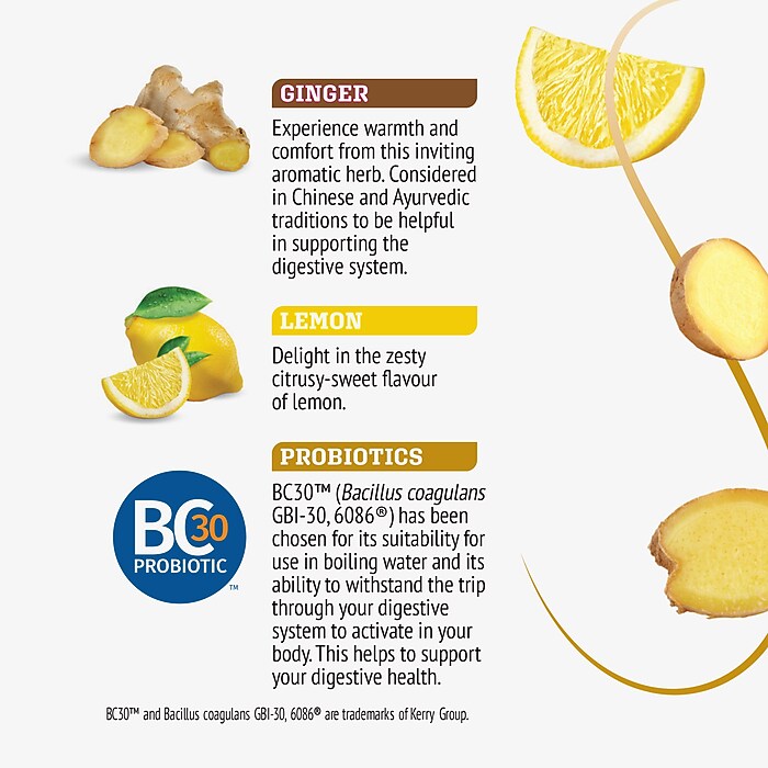 Twinings Decaf Probiotics Lemon and Ginger Herbal Tea Bags