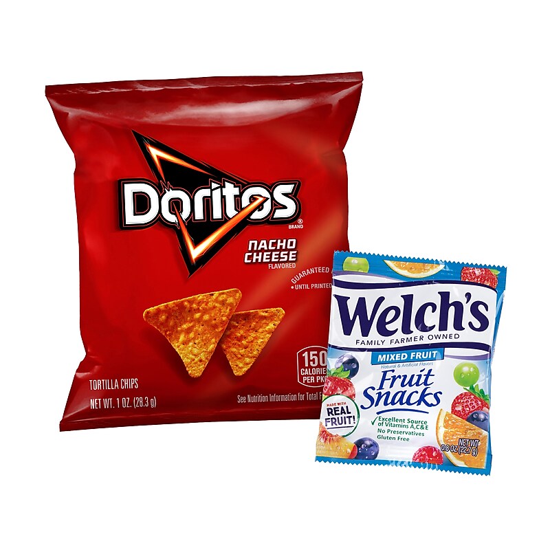 Doritos Nacho Cheese Tortilla Chips & Welch's Mixed Fruit Snacks, 2/Pack (600-04174) image 1