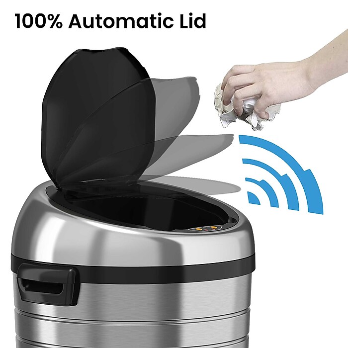 iTouchless Stainless Steel Round Sensor Trash Can with AbsorbX