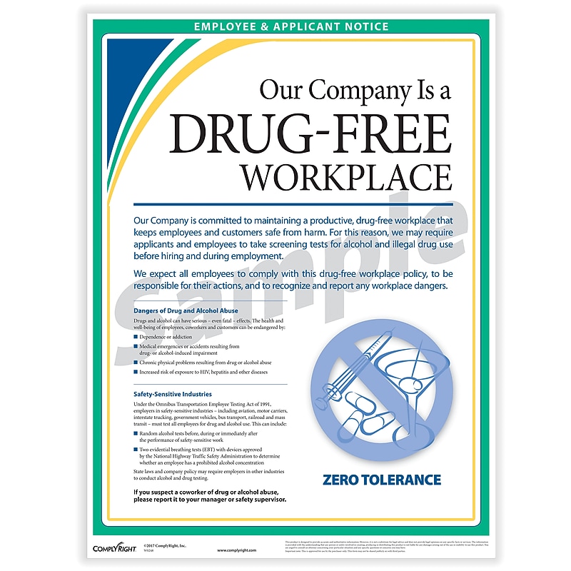 ComplyRight Drug-Free Workplace Poster, English (WR0248) image 1