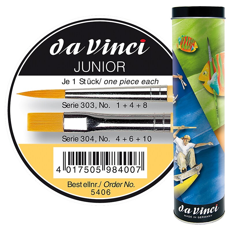 da Vinci JUNIOR Synthetics Acrylic & Tempera Synthetic Bristle, Student Brushes, 6/Pack (DVXVA54060) image 1