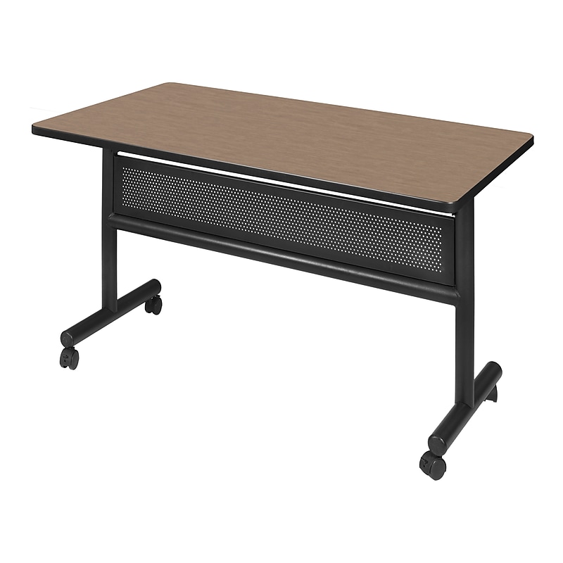Regency Kobe Flip Top 48"W x 24"D Rectangular Training Room Table, Laminate, With Wheels, Noble Oak (MKFTM4824NO) image 1