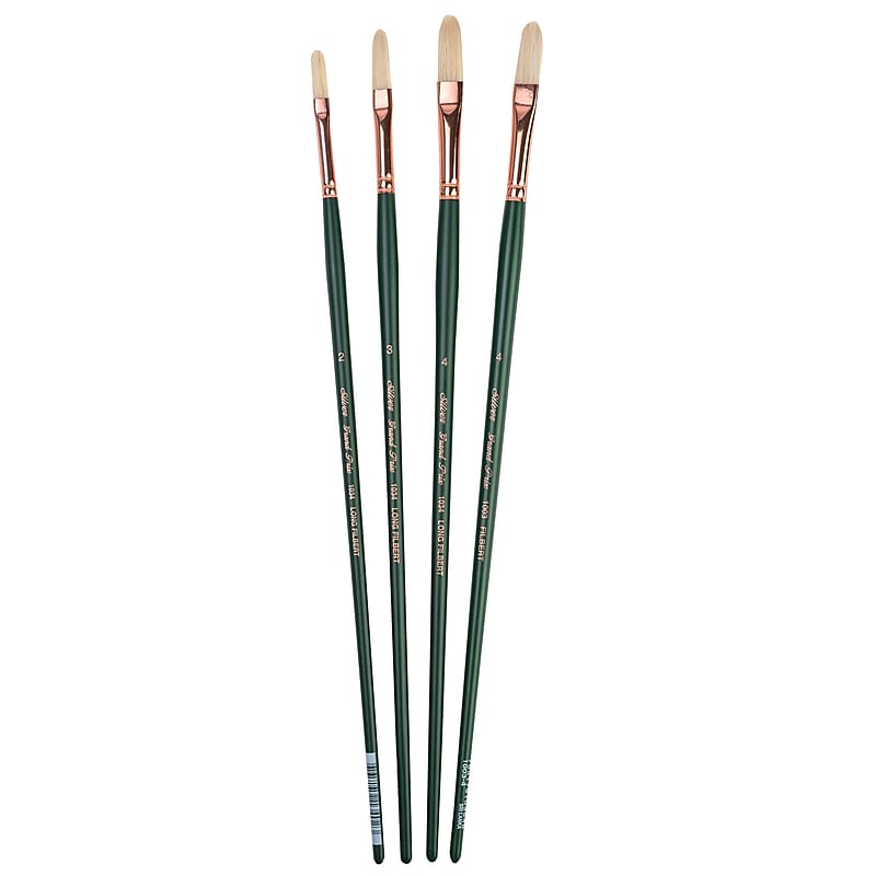 Silver Brush Natural Hog Bristle, Grand Prix Long Filberts Brushes, 4/Pack (SLVGP1063) image 1