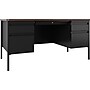 Hirsh 60"W Double-Pedestal Teacher's Desk, Black/Walnut (22644)~#|#~4AFBC8B1-C7DA-40A1-B63EECF1736E9A9D_sc7