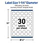 Avery Waterproof Round Laser Multipurpose Labels, 1.25" Dia., White, 1500/Box (19479399422)~#|#~4AFCB003-4616-4AE0-BEB540133B5D7DF8_sc7