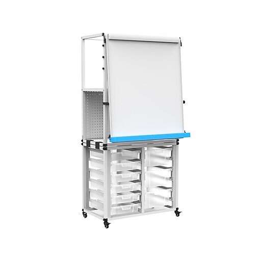 Luxor DryErase Mobile Modular Teacher Whiteboard with Storage, Steel