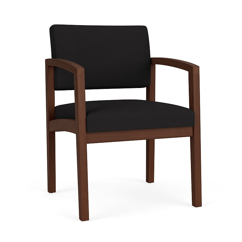 Lesro Lenox Wood Fabric Guest Chair, Open House Black/Walnut (LW1101.WWL-01OHBK) image 1
