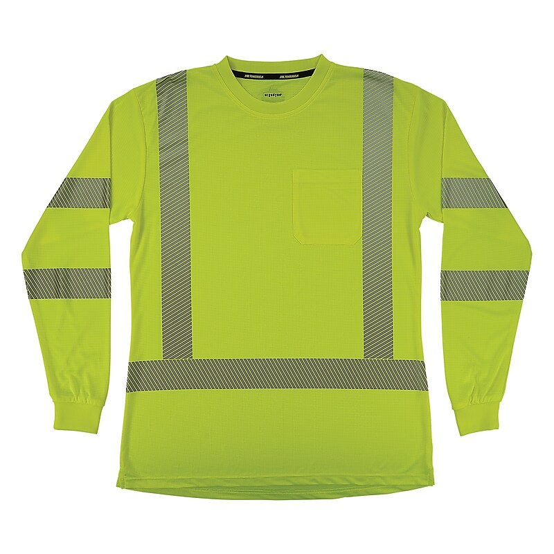 Ergodyne GloWear 8387 High Visibility Women’s Long Sleeve T-Shirt, ANSI Class R3, Lime, Small (22352) image 1