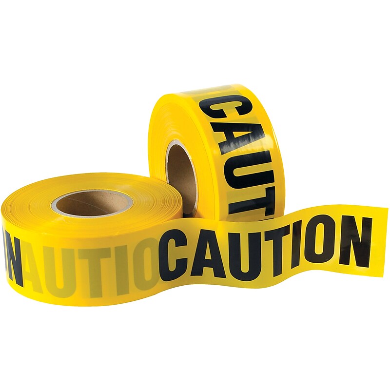 "Caution" Hazard or Caution Tape, 3" x 333.33 yds., Yellow, 4/Carton (T968CCC) image 1