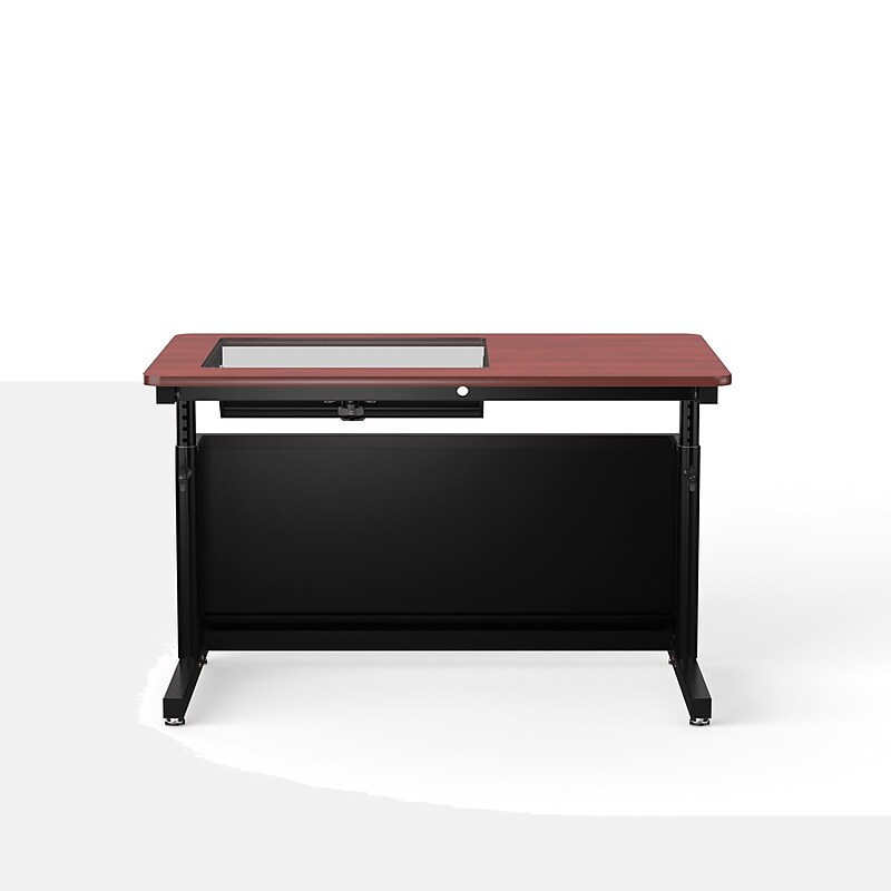 VersaDesk Downview 48"W Manual Adjustable Standing Computer Table, Cherry/Black (DVT4830-BC) image 1
