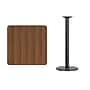 Flash Furniture 30" Square Laminate Table Top with 18'' Round Bar-Height Table Base, Walnut (XUWA3030TR18B)~#|#~4B26A41A-7940-480D-A7190EE8E4EA953E_sc7