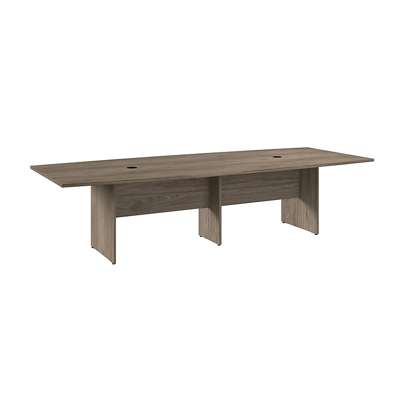 Bush Business Furniture 120W x 48D Boat Shaped Conference Table with Wood Base, Modern Hickory (99TB12048MHK) image 1