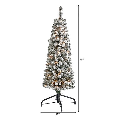 Nearly Natural 4' Flocked Pencil Artificial Christmas Tree - Thumbnail 3
