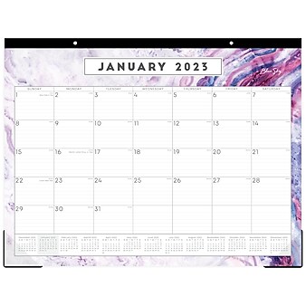 2023 Blue Sky Gemma Purple 17" x 22" Monthly Desk Pad Calendar, Purple/Blue (139933)