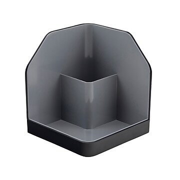 Advantus Fusion 2-Compartment Desk Organizer, Plastic, Black/Gray (38338)
