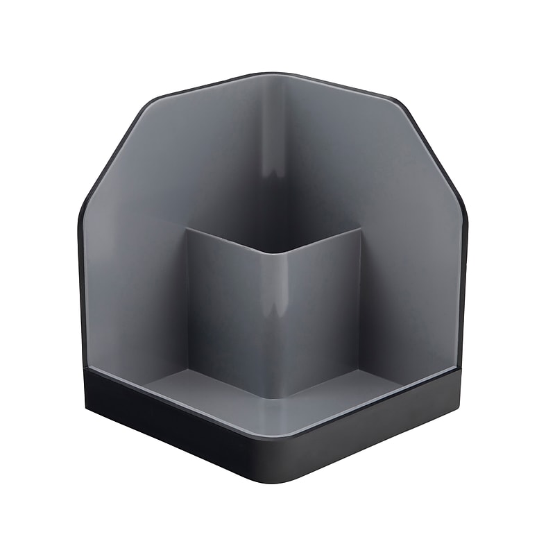 Advantus Fusion 2-Compartment Desk Organizer, Plastic, Black/Gray (38338) image 1