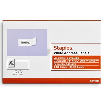 Staples Laser/Inkjet Address Labels, 1