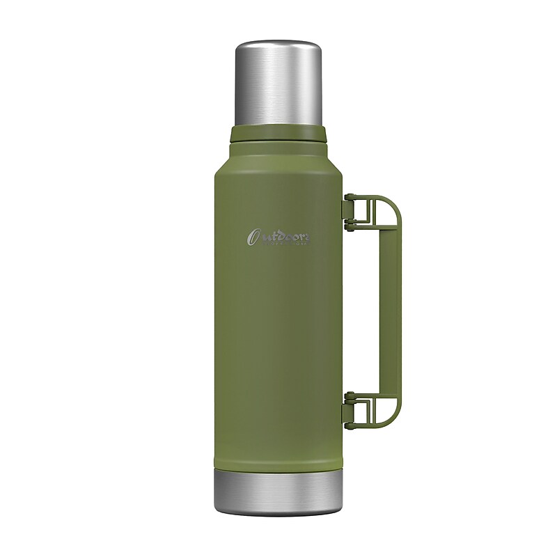 Outdoors Professional Stainless Steel Vacuum Insulated Termo Classic Bottle with Carry Handle, 47 oz., Green (OUTD9409) image 1