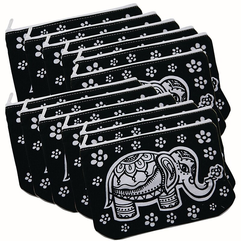 S&S Velvet Art Fabric Elephant Pouch, 12/Pack (PS1462) image 1