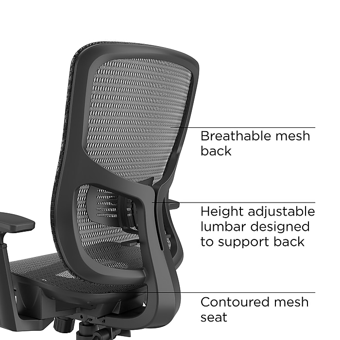 Staples Kroy Ergonomic Mesh Swivel Task Chair, Black (UN59456