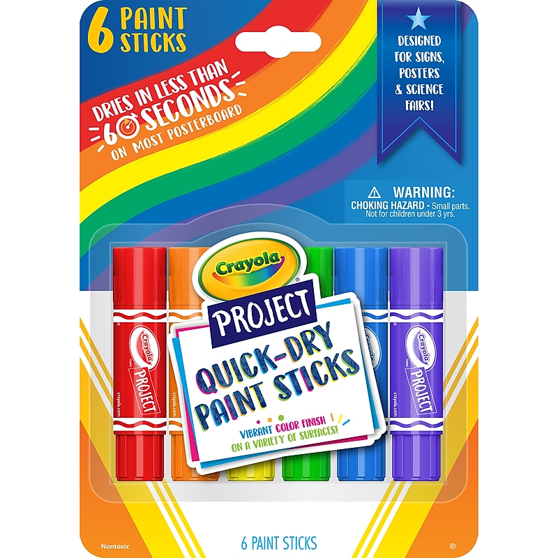 Crayola Project Kid's Paint Sticks, Assorted Colors, 6/Pack, 6 Packs/Bundle (BIN541070-6) image 1