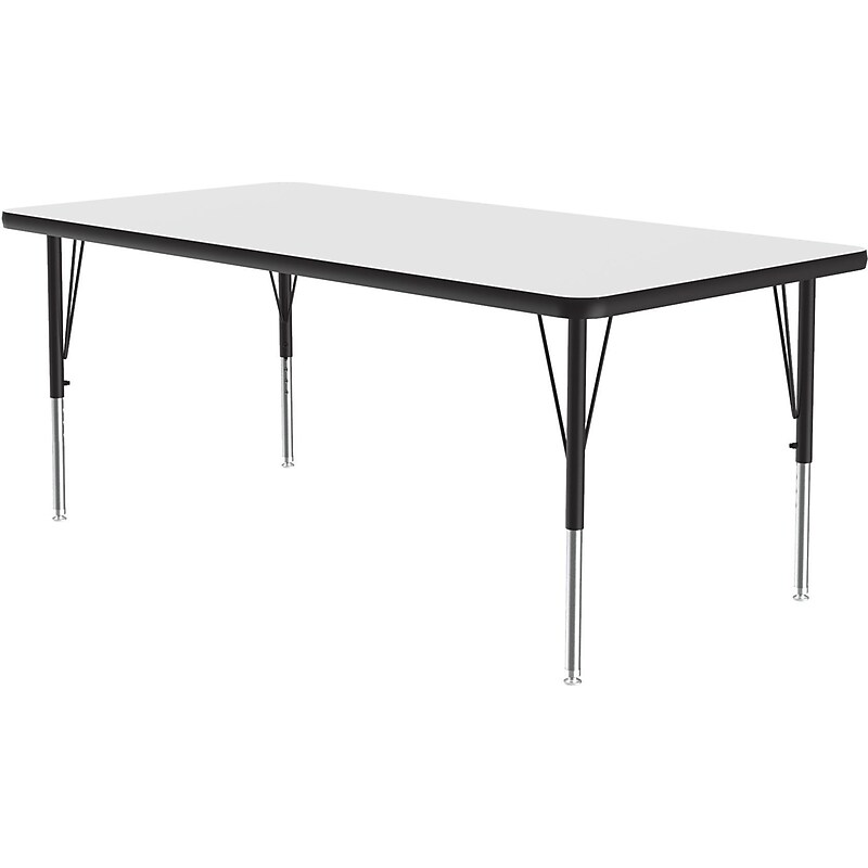 Correll Rectangular Activity Table, 60" x 30", Height-Adjustable, Frosty White/Black (A3060DE-REC-80) image 1