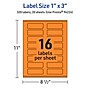 Avery Laser/Inkjet Multipurpose Rectangle Labels, 1" x 3", Bright Orange, 320/Pack (94224)~#|#~4B5AC24D-4D2C-462C-8AFC41A7DFD76924_sc7