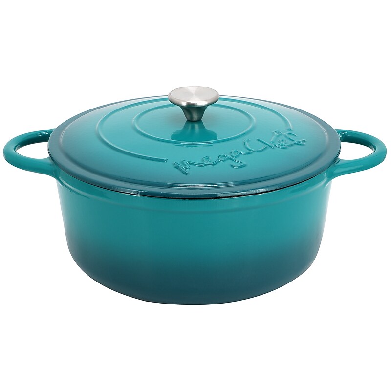 MegaChef Cast Iron 6.35 Qt. Dutch Oven, Teal (935122263M) image 1