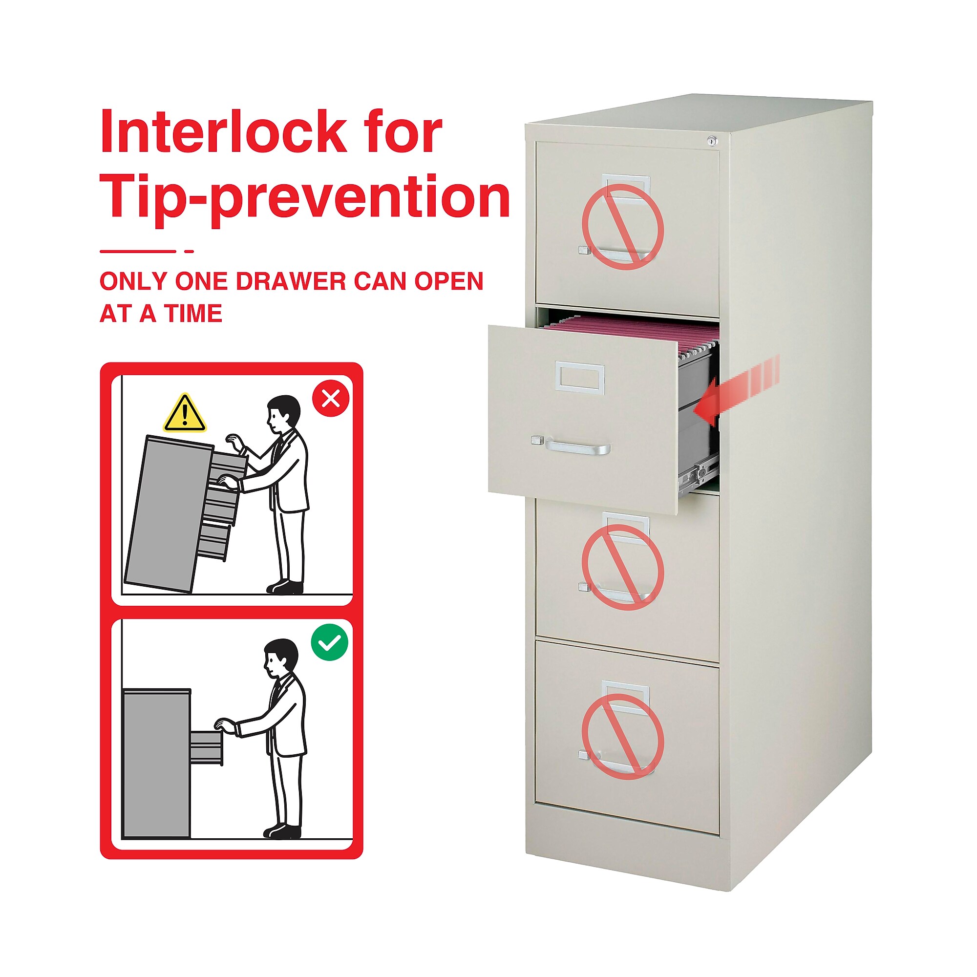 Staples Heavy Duty 4 File Drawer Vertical File Cabinet, Gray, Letter, 26.5″D (13445D) Sansujyuku sansujyuku.com
