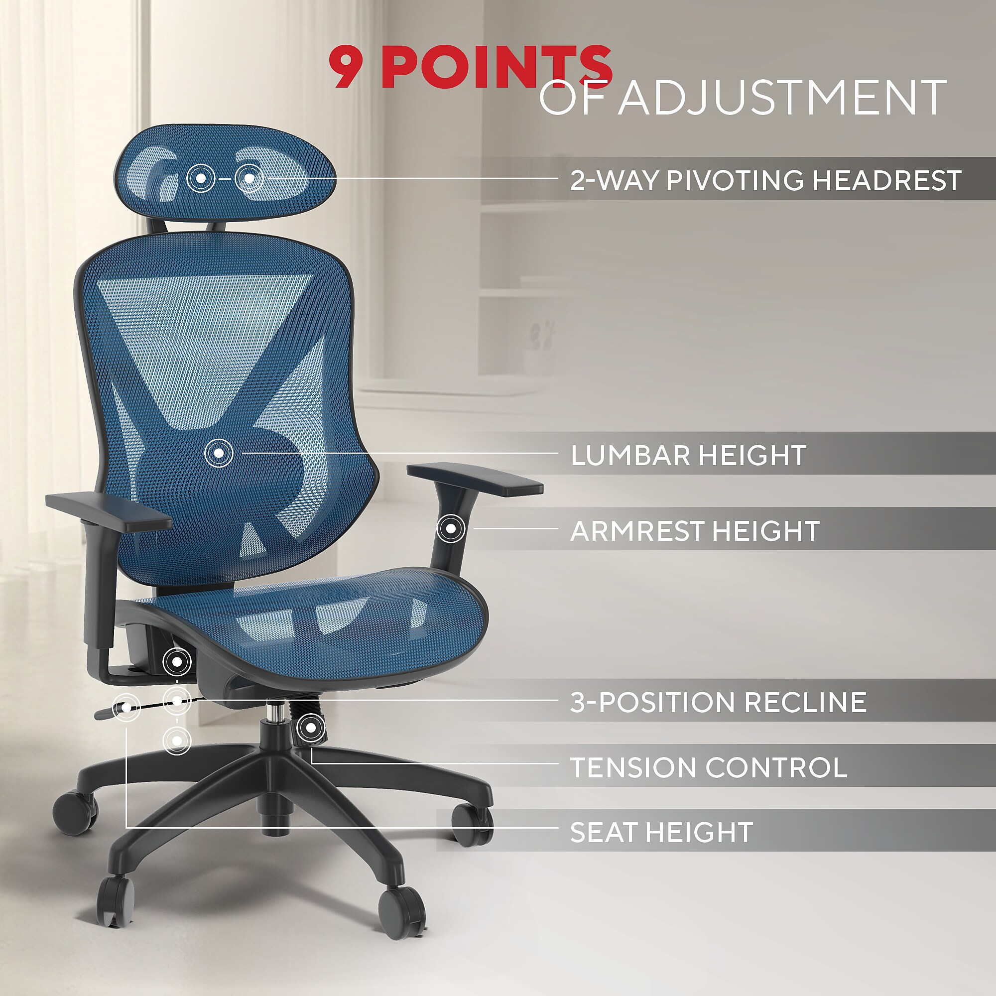 Staples Ergonomic Task Chair, Mesh, Ergonomic, Lumbar Support, Blue Sansujyuku sansujyuku.com