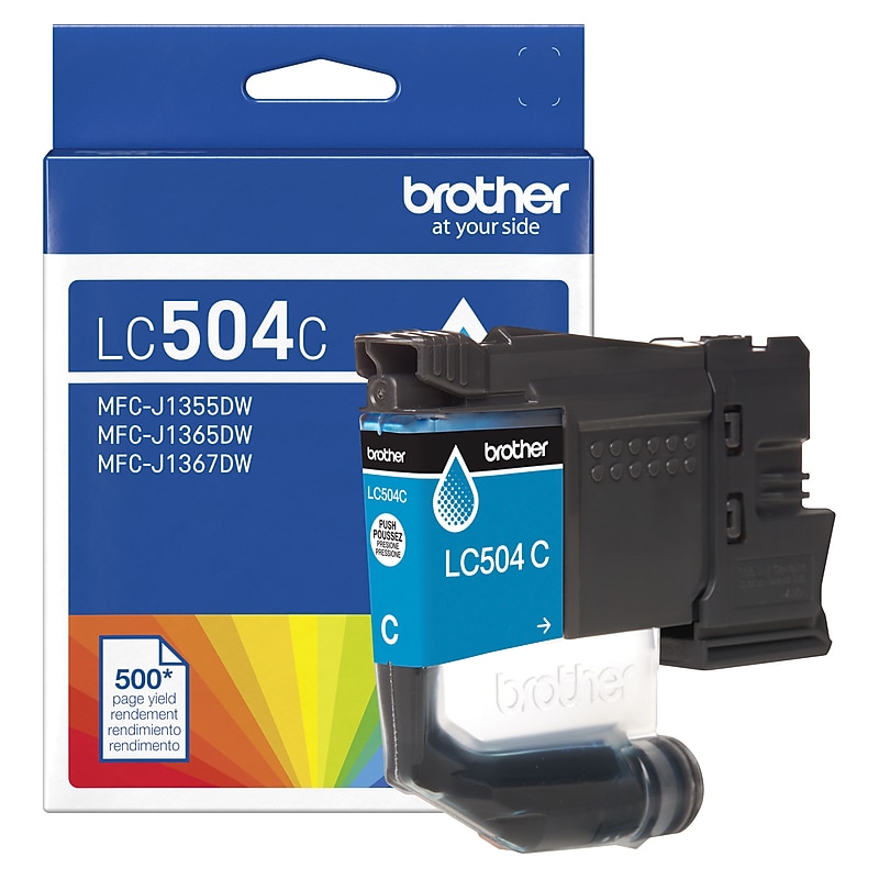 Brother LC504 Cyan Standard Yield Ink Cartridge, Prints up to 500 Pages (LC504C) image 1