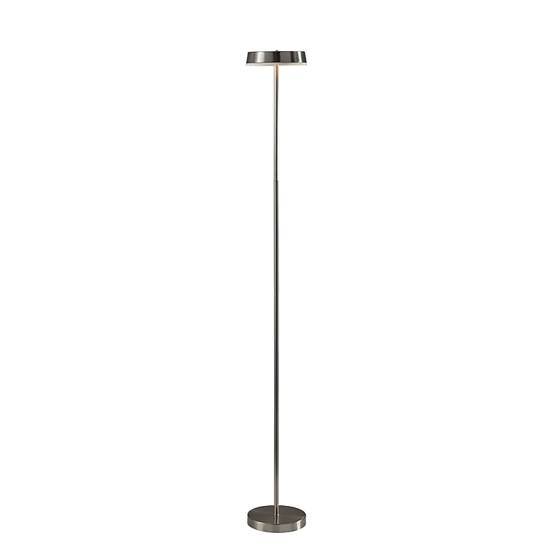 Adesso Mira 55" Brushed Steel Cordless LED Floor Lamp with Disc-Shaped Shade (2612-22) image 1