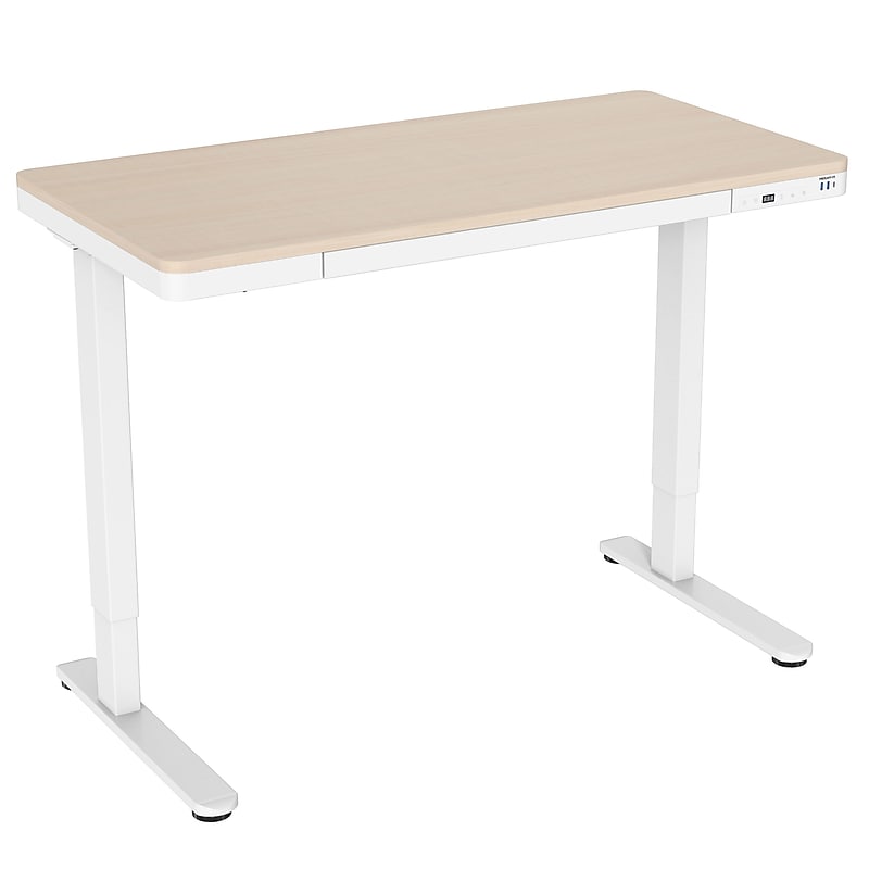 Mount-It! 47"W Electric Adjustable Standing Desk, Maple/White (MI-15004) image 1
