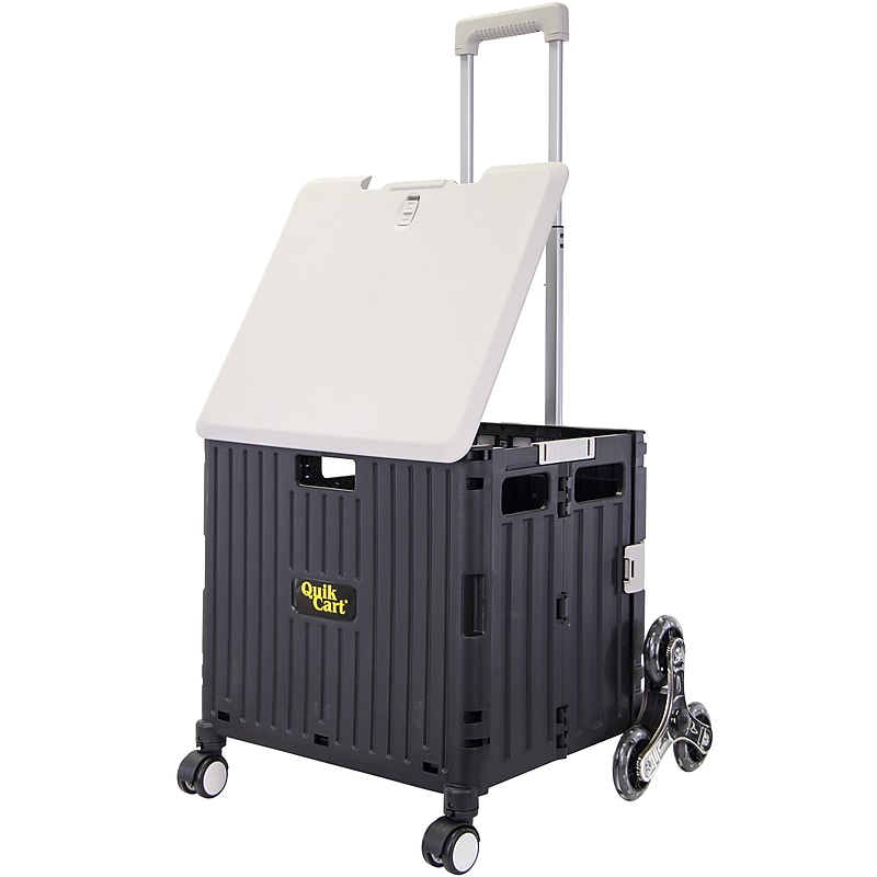 Dbest Stair Climber Quik Cart Swing Lid Four Swivel Wheeled Rolling Crate Teacher Utility, Grey (01-952) image 1