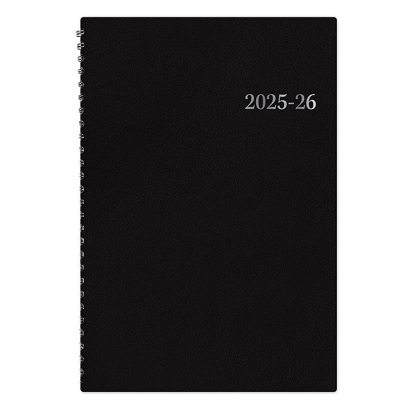2025-2026 Blue Sky 5" x 8" Academic Year Daily & Monthly Appointment Book, Faux Leather Cover, Black (154120) image 1
