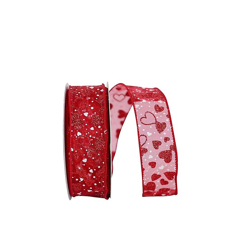 JAM Paper Red with White Hearts Ribbon, (52640340648) image 1