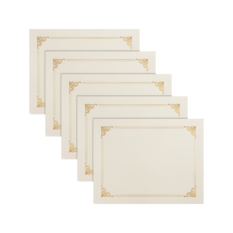 Better Office Certificate Holders, 8.75" x 11.25", Ivory/Gold, 25/Pack (65250-25PK) image 1