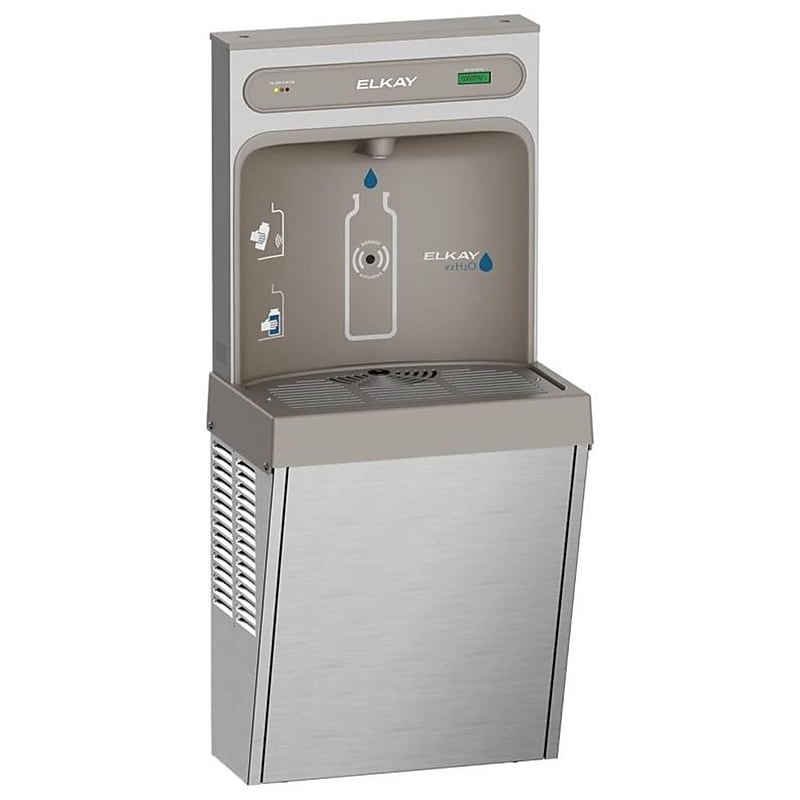 Elkay EZH2O 8GPH Surface Mounted Hands Free Bottle Filling Station, Stainless Steel (LZ8WSSSMC) image 1
