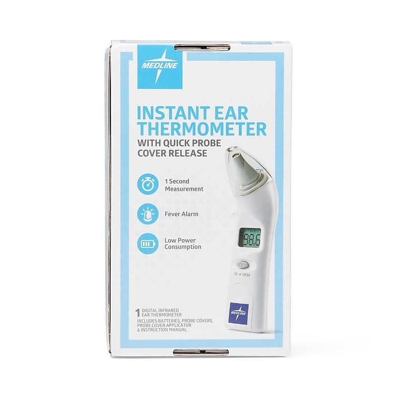 Medline Instant Ear Thermometer with Quick Probe Cover Release, White (MDS700) image 1