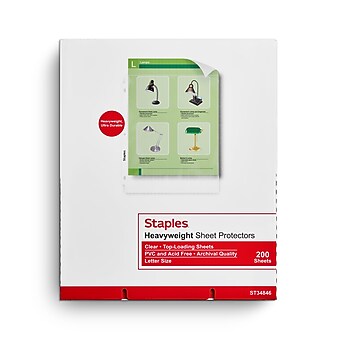 Staples Heavyweight Sheet Protector, 8.5" x 11", Clear, 200/Box (34846)
