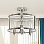 Lalia Home 3-Light 13" Farmhouse Glass and Metallic Accented LED Semi-flushmount, Brushed Nickel (LHM-1000-BN)~#|#~4B9BADB0-EB52-4F4D-A9268EE8EF213D9C_sc7