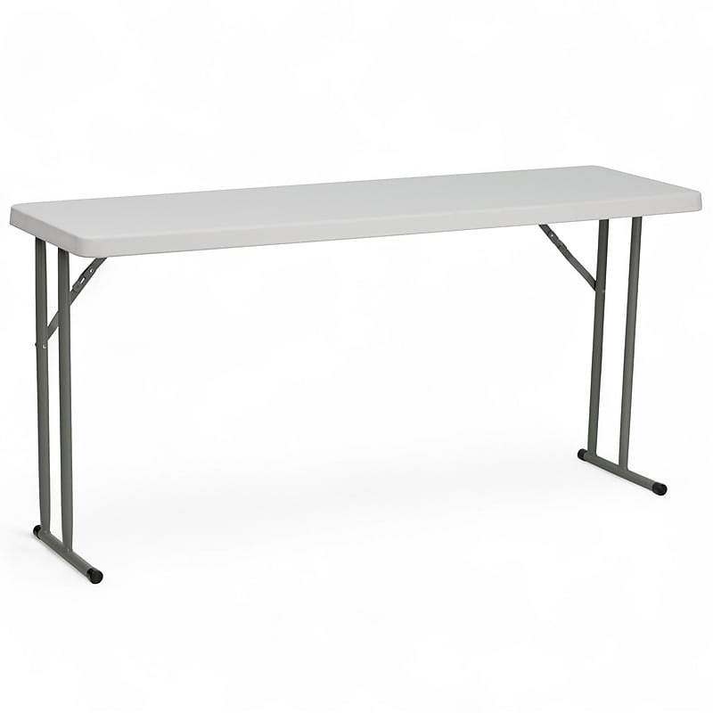 Flash Furniture Kathryn 5' x 18" Plastic Folding Table, Granite White (RB1860) image 1