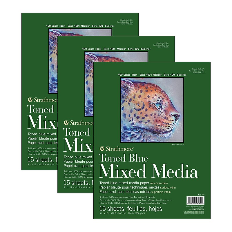 Strathmore 400 Series 9" x 12" Mixed Media Sketch Pad, 15 Sheets/Pad, 3/Bundle (STTP46240903-3) image 1